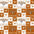 White and Orange University of Texas Squares Fabric by the yard