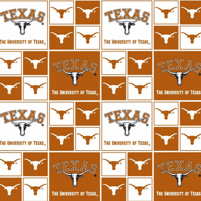 White and Orange University of Texas Squares Fabric by the yard