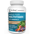 Whole Food Multivitamin with Minerals, 60 capsules, front view, bottle with Dr. Berg branding, vegetables and fruits on the cover.