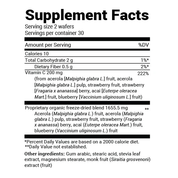 Dr. Berg Chewable Vitamin C supplement facts table